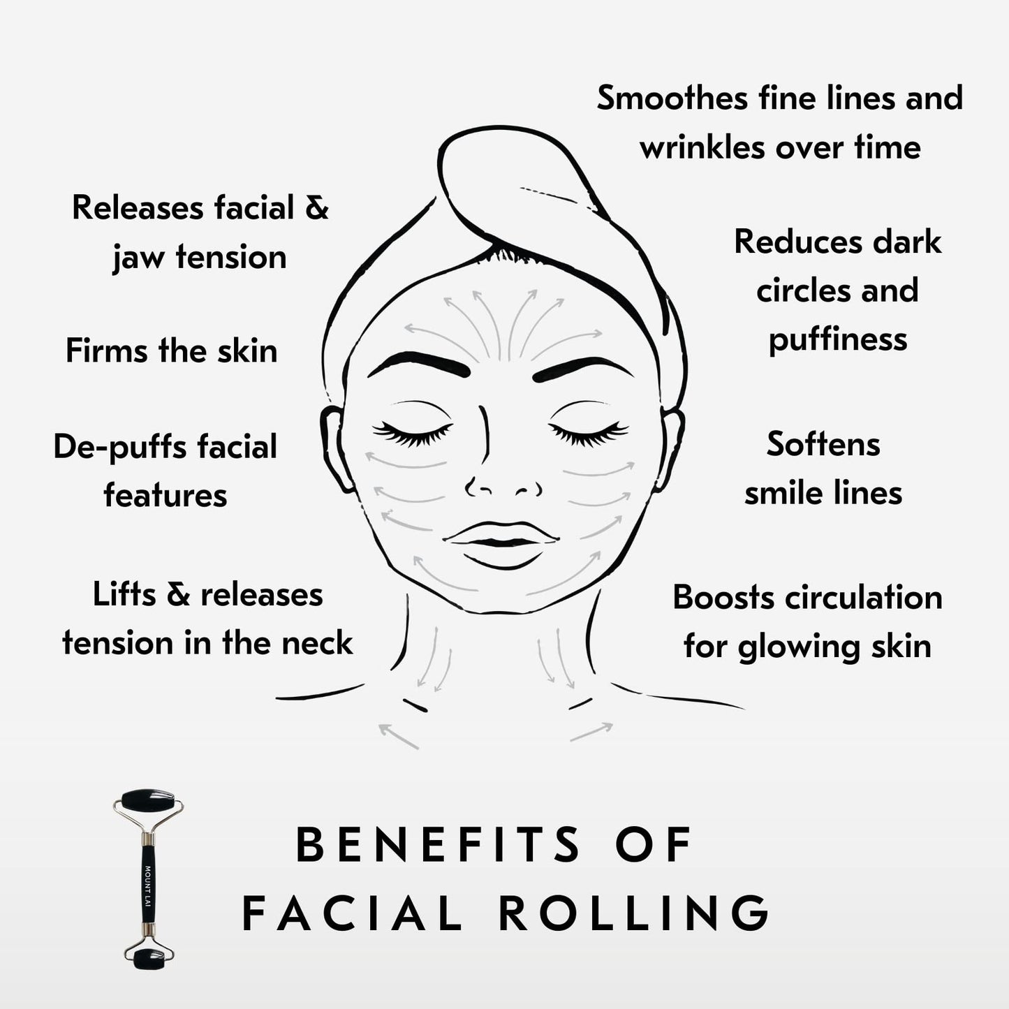 Mount Lai Warming Black Obsidian Facial Roller - The Stone of Clarity, Detoxifying Face Roller Tool for Purified Skin, Relaxation & Improved