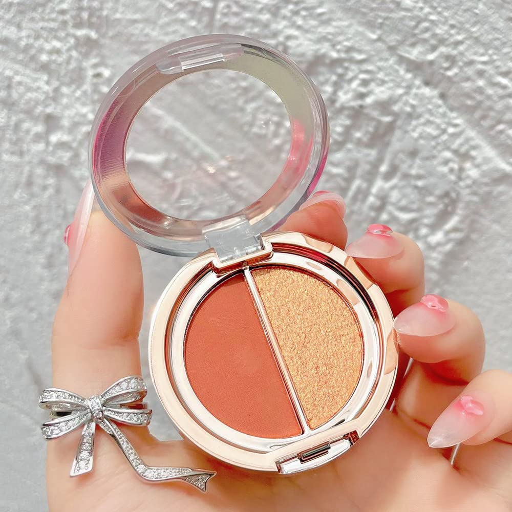 Timipoo Double color eye shadow, high pigment eye makeup palette, matte shimmer metal eye shadow powder, waterproof and durable color eye makeup
