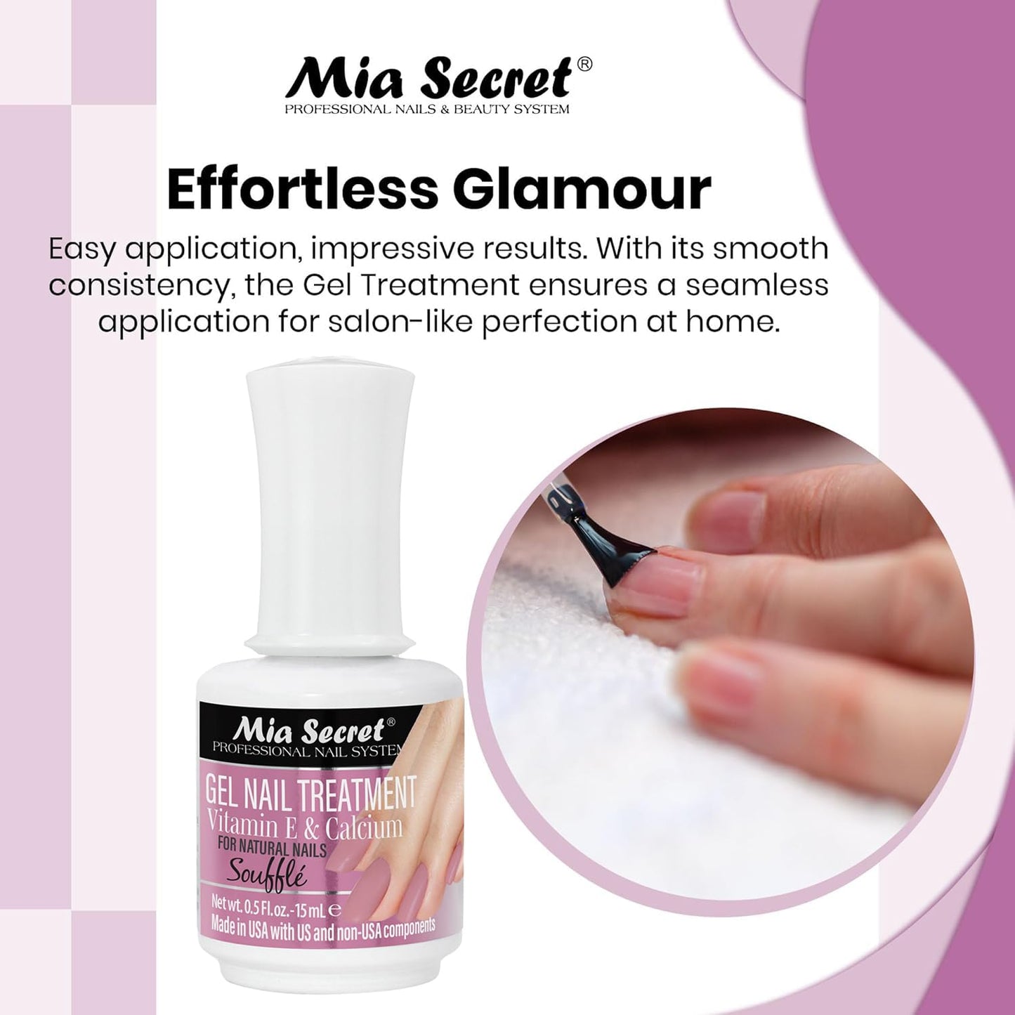 Mia Secret Gel Nail Treatment with Vitamin E and Calcium, 15ml - Nail Polish with Vitamin E and Calcium - Nail Repair and Strengthening Gel for Nails Beauty & Personal Care Mia Secret