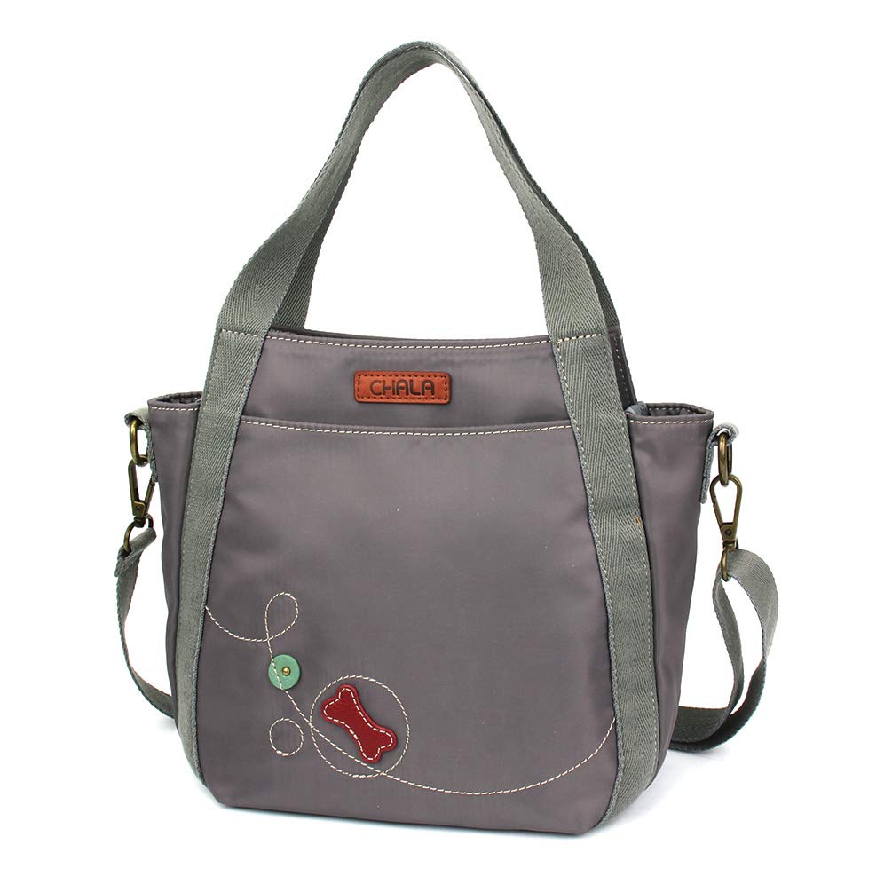 CHALA Venture Mini Carryall - RFID Protected Nylon Bag with Adjustable Crossbody Strap - Paw Print - gray