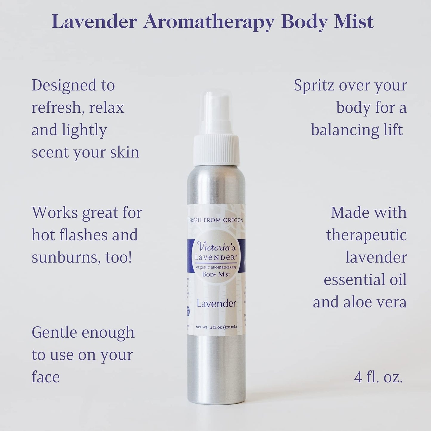 Victoria's Lavender Aromatherapy Body Mist Spray - After Sun Solar Recovery Spray with Aloe Vera plus Lavender Essential Oil - Hydrating, Moisturizing