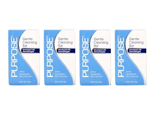 PURPOSE Gentle Cleansing Bar, Gentle As Water, All Skin Types, For Sensitive & Dry Skin, Oil-free, Hypoallergenic, Sulfate-Free, 3.6 oz Bar, Pack of 4