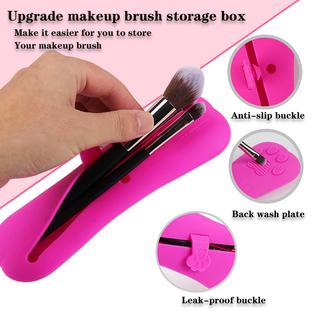 FA FIGHTART 4Pack Makeup Brush Sponge Holder Silicone Makeup Brush Storage Bag Case Organizer Box Beauty Blender Holders Travel
