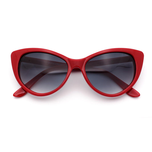 SA106 Womens Classic Gothic Mod Cat Eye Sunglasses Red - Smoke