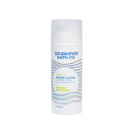 Seaweed Bath Co. Melt-In Water Lotion, Sea Salt Bergamot Scent, 4 Ounce, Sustainably Harvested Seaweed, Sea Grape, Beta-Glucan