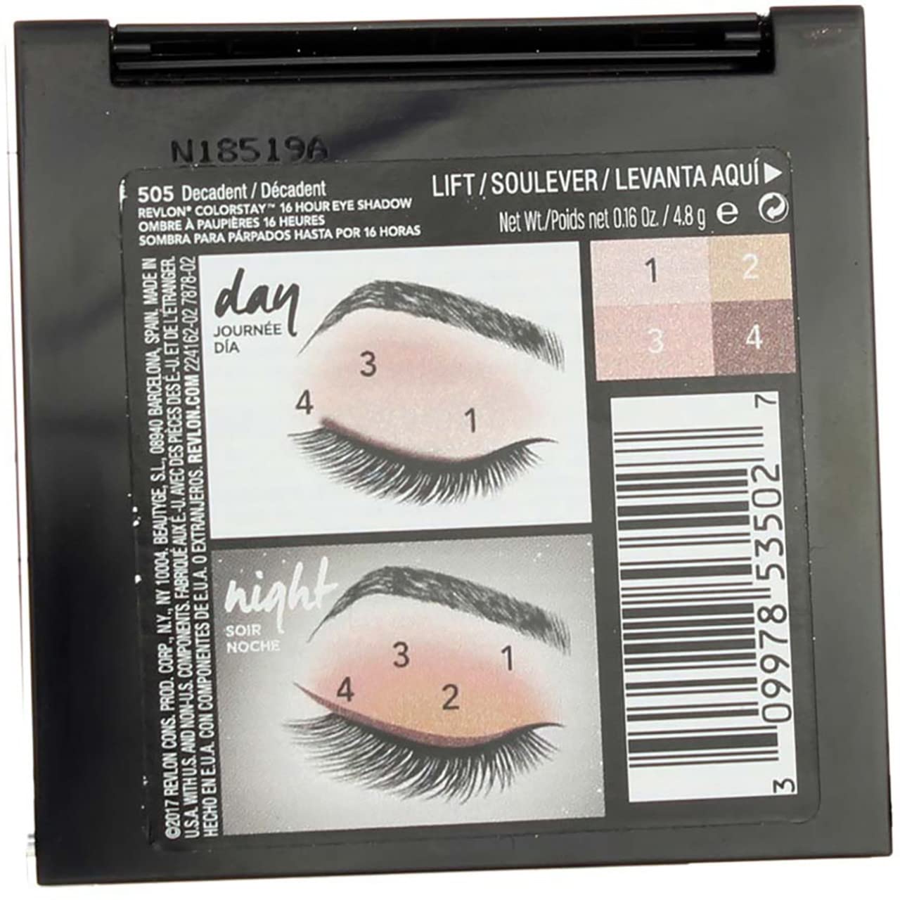 Revlon ColorStay 16 Hour Eye Shadow, Decadent [505] 0.16 oz (Pack of 2)