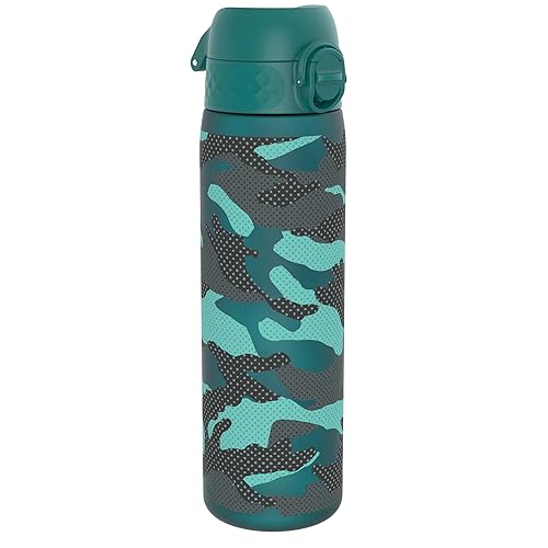 ION8 Water Bottle, 500 ml/18 oz, Leak Proof, Easy to Open, Secure Lock, Dishwasher Safe, BPA Free, Flip Cover, Carry Handle, Fits Cup Holders, Easy