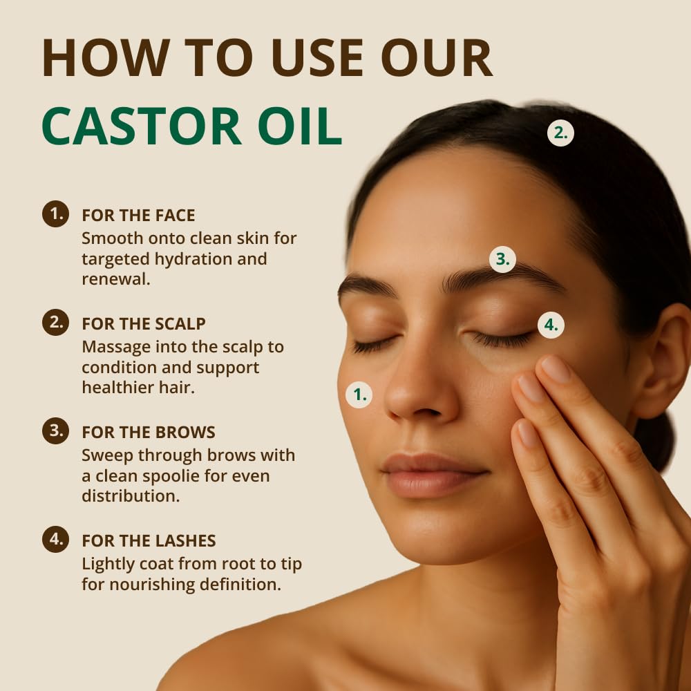 RejuveNaturals Castor Oil (16oz Glass Bottle) USDA Certified Organic, 100% Pure, Cold Pressed, Hexane Free. Boost Hair Growth for Thicker, Fuller