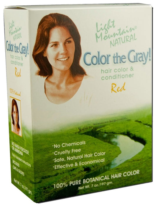 Light Mountain Henna Hair Color & Conditioner, Color the Gray - Red Hair Dye, 2-Step Chemical-Free, Semi-Permanent Hair Color for White, Gray
