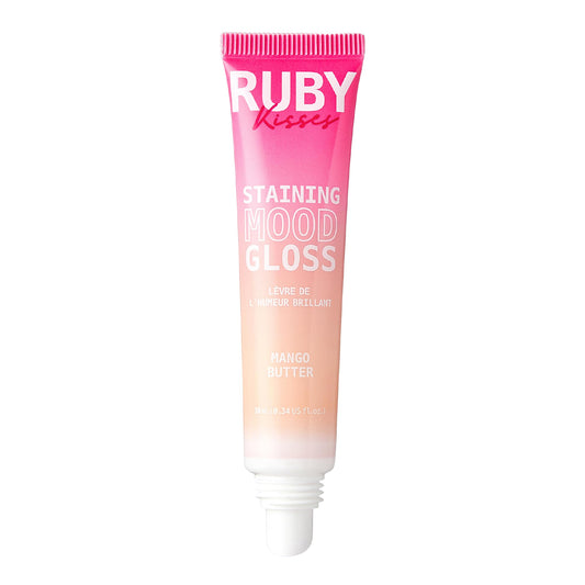 Ruby Kisses pH Lip Gloss, Pink Tinted Lip Balm Stain, Mood Color Changing Lipstick with Mango Butter for Long-Lasting Hydration