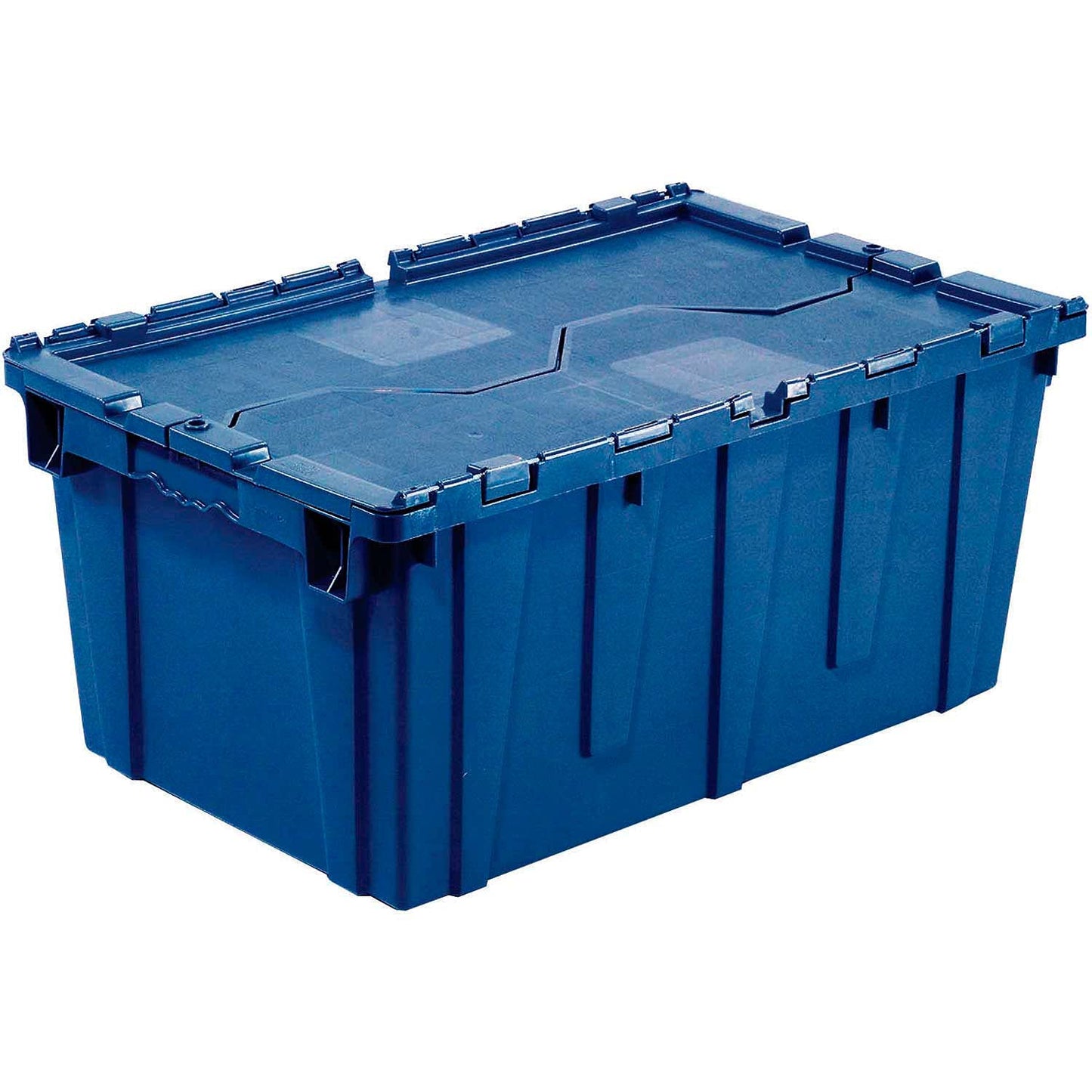 Monoflo Plastic Distribution Container With Hinged Lid, 21.9 x 15.2 x 12.8”, Blue