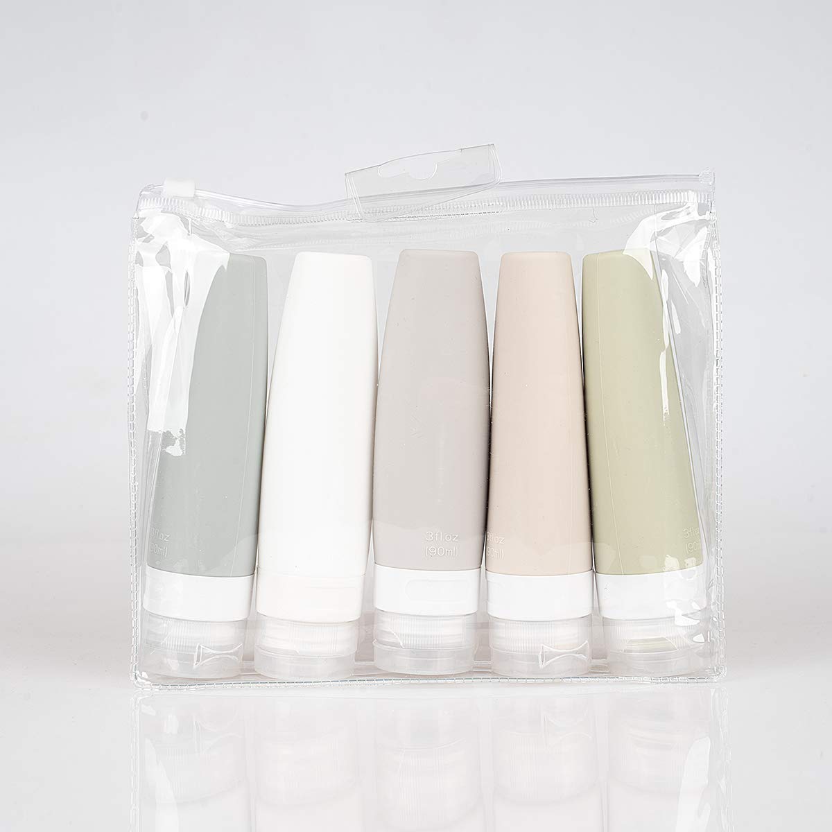 TSA Certified Portable Silicone Travel Bottle Set, Leak Proof Squeezable Silicon Tubes Travel Size Toiletries Containers, Refillable Travel
