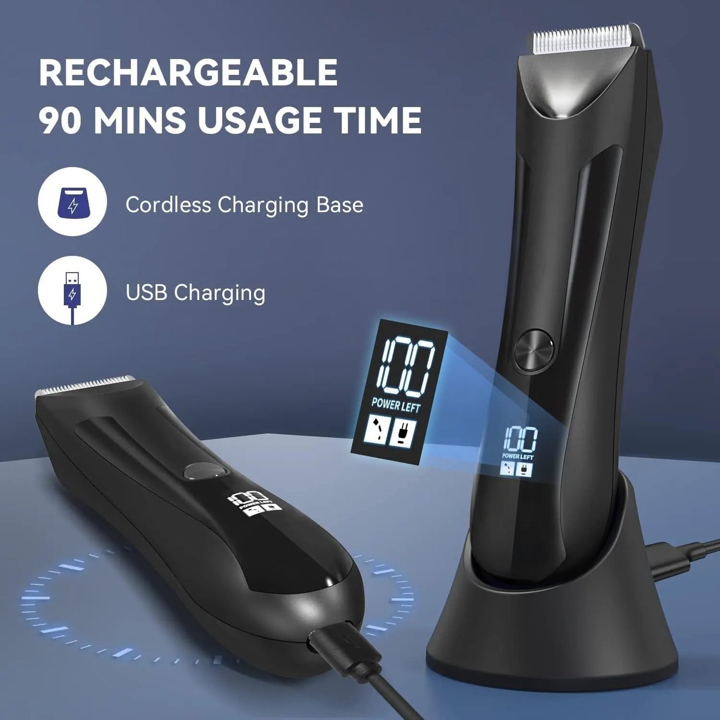 GLESVOWIO Hair Clippers for Men Electric Body Hair Trimmer Shaver Waterproof Groin for Men Ball USB Recharge Dock Grooming Kit Beauty and Personal Care GLESVOWIO