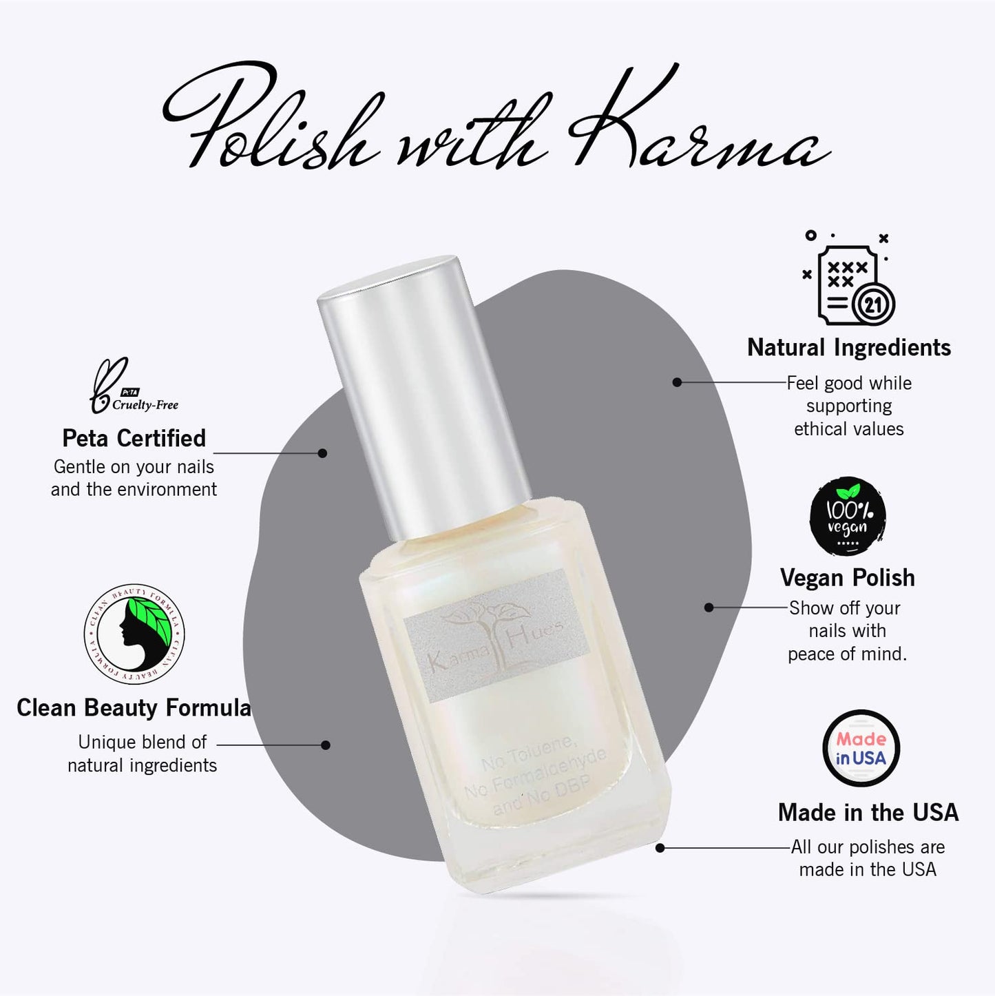 karma organic Nail Polish - Quick Dry Nail Lacquer, Non-Toxic, Vegan, and Cruelty-Free Nail Paint Art for Adults & Kids - (Iridescence, 0.43 fl oz.) Beauty & Personal Care karma organic