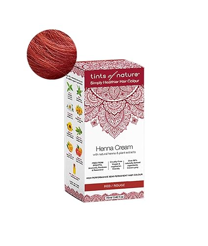 Tints of Nature Red Semi-Permanent Henna Cream Hair Colour, Ammonia-Free and 95% Natural, 2.37 fl oz