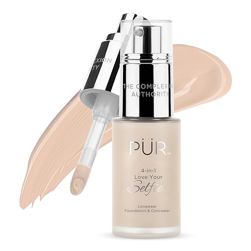 PÜR MINERALS 4-in-1 Love Your Selfie Foundation & Concealer - Longwear Full Coverage Liquid Makeup Foundation with Hydrating Blend
