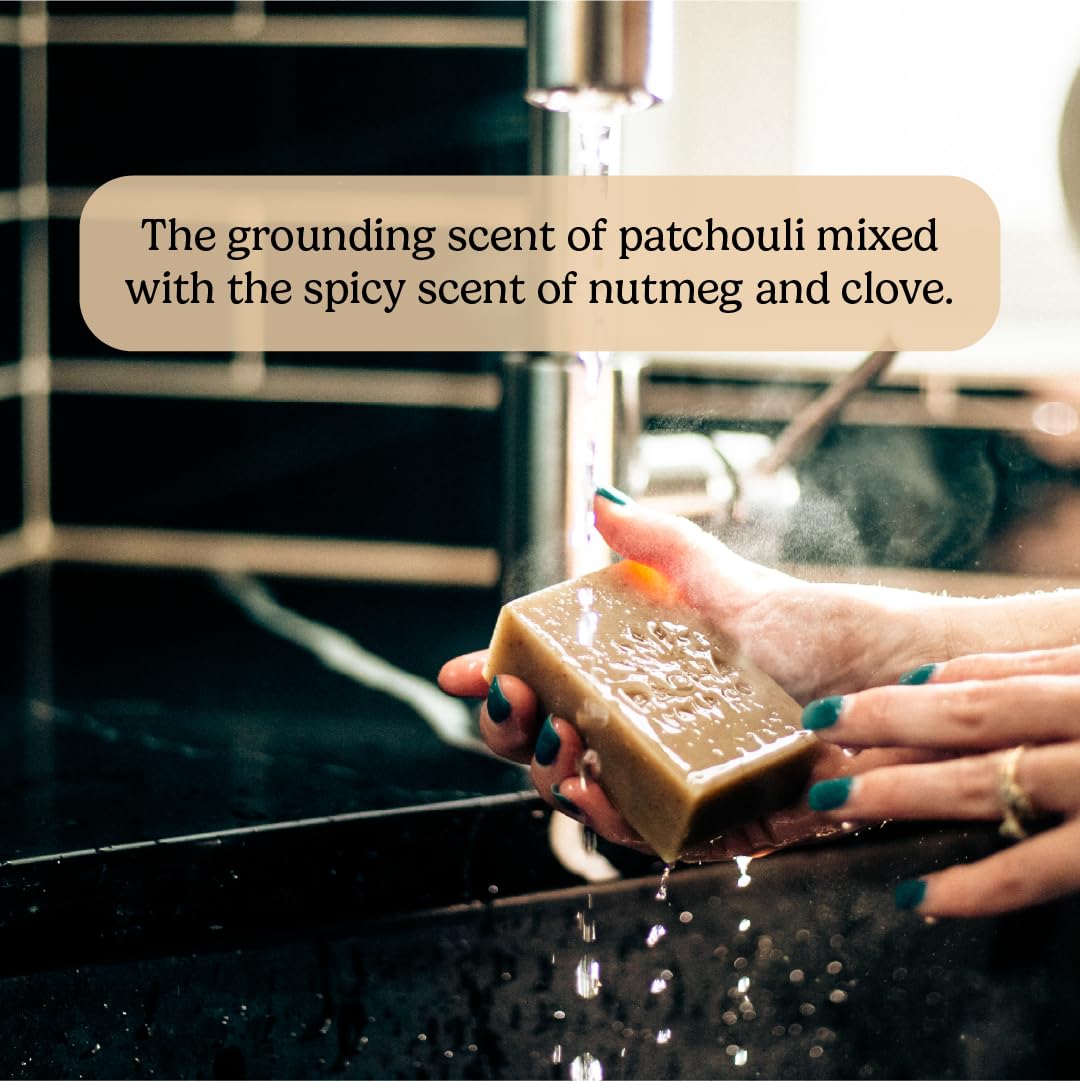 Pacha Soap Co. Dirty Hippie Bar Soap - Patchouli, Nutmeg, & Clove Scented Exfoliating Oat Body and Face Cleanser Bar Soap, Hydrating & Moisturizing