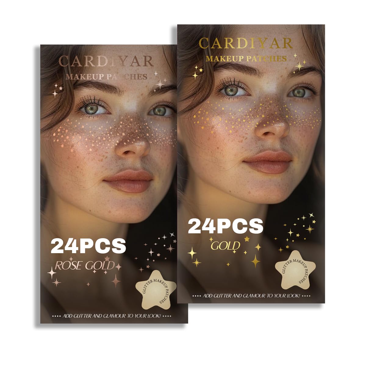 Glitter Freckles, 24PCS Glitter Freckles Face Tattoo, Sparkle Freckles for Women, Waterproof Gold Temporary Face Tattoos Glitter Glow Up Patches Beauty and Personal Care Cardiyar Default Title
