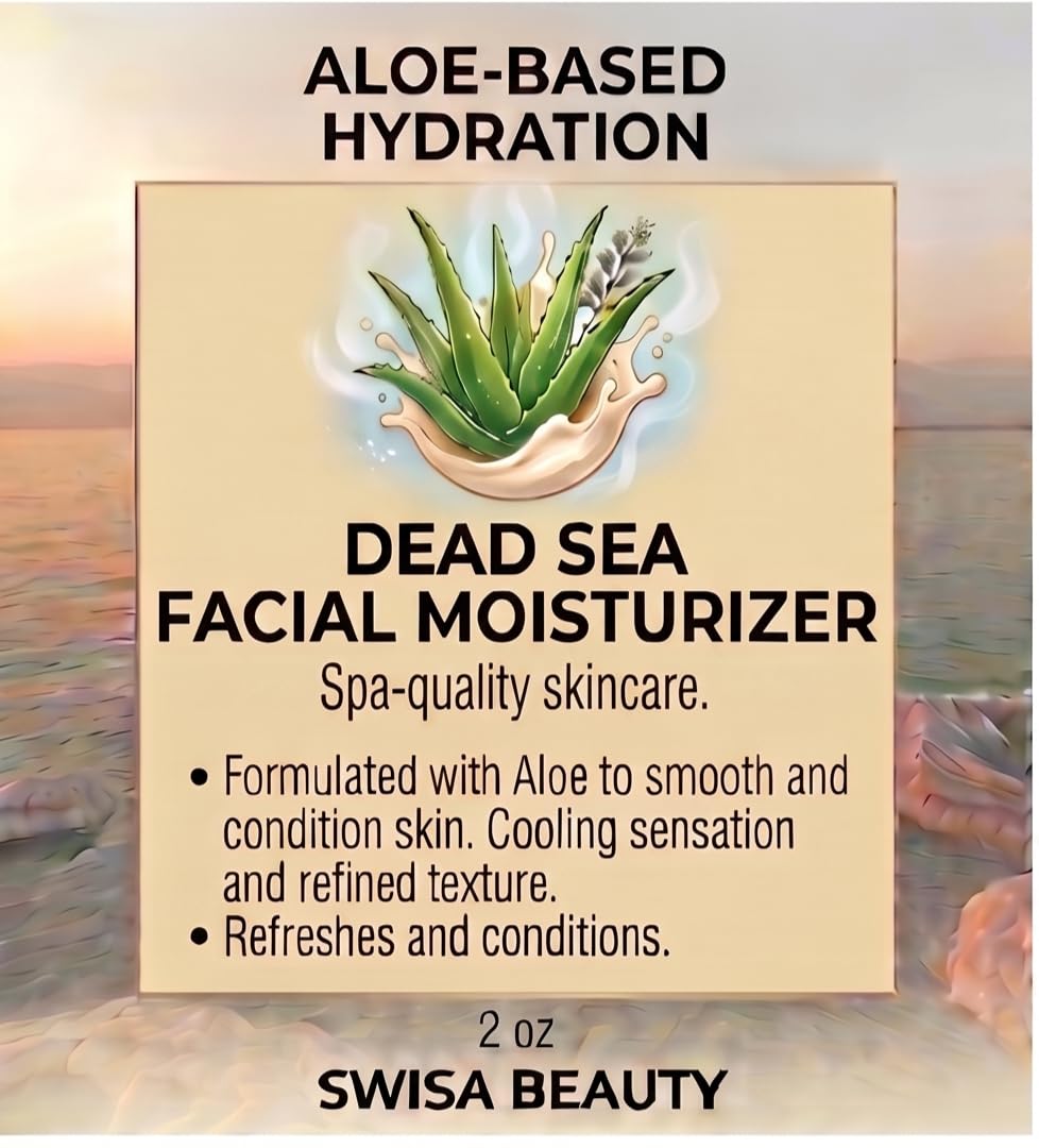Swisa Beauty Dead Sea Facial Moisturizer - Daily Mineral Hydrator & Conditioning Cream to Soften & Nourish the Skin with Aloe, Seaweed & Green Tea, 2
