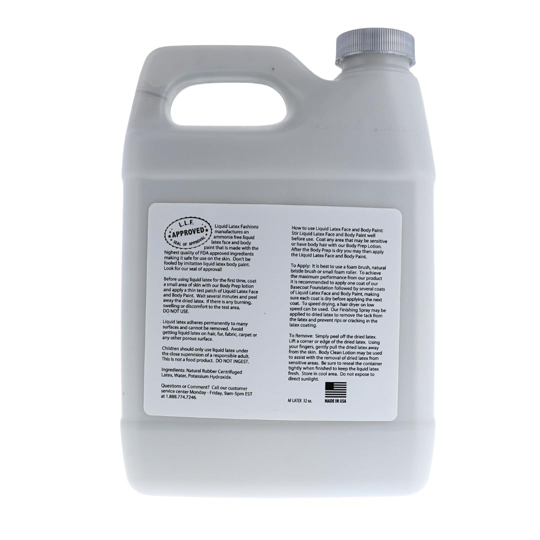 Metallic Silver 32 Fl Oz - Liquid Latex Face and Body Paint, Ammonia Free, Cosplay, Nail Art, Shimmering Finish Paint for Arts and Crafts