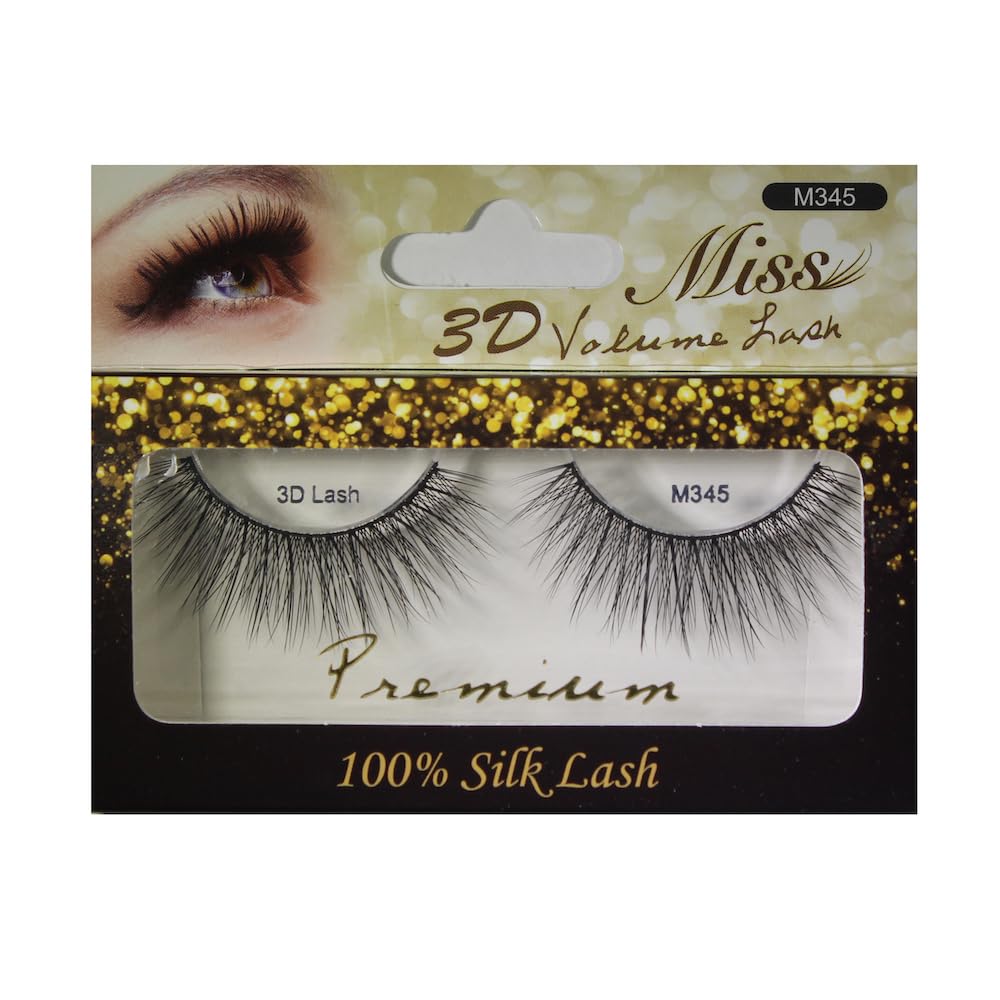 "4 Pairs" of Miss 3D Volume Tapered False Eyelash Extension M345