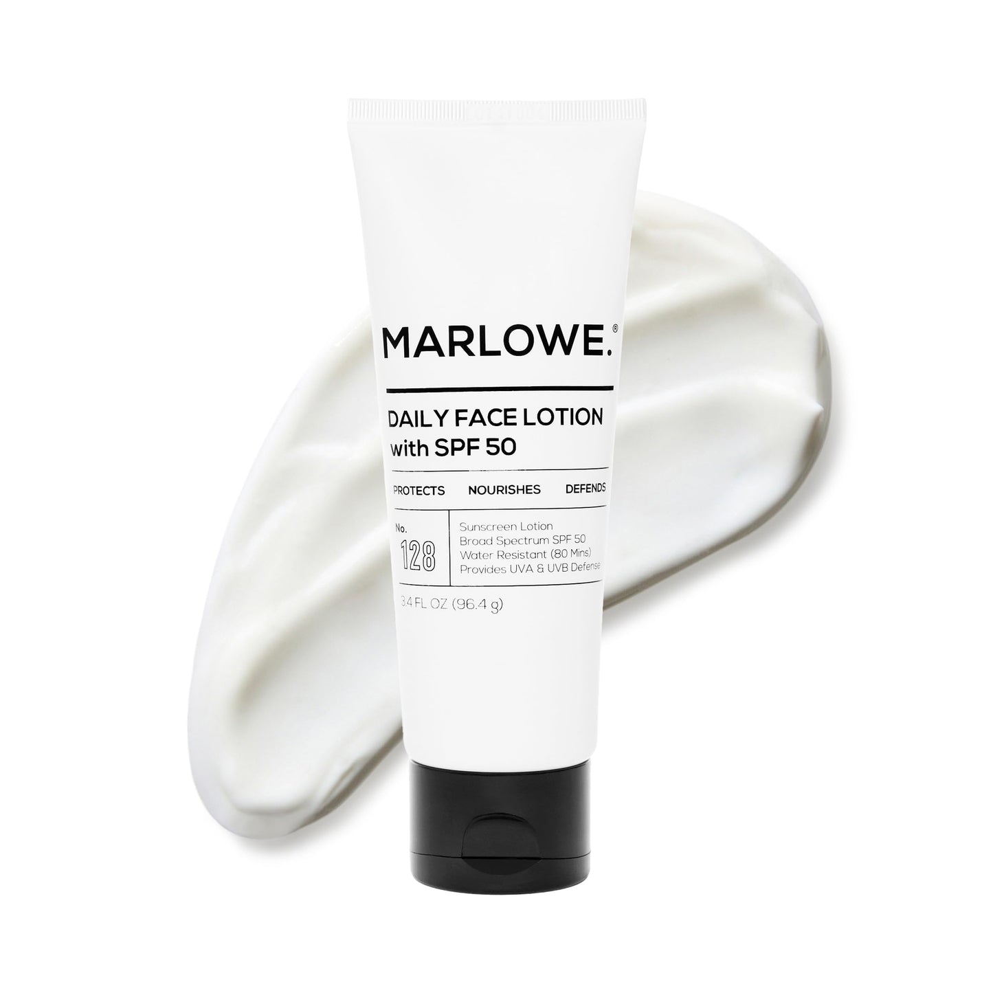 MARLOWE. No. 128 Men's Facial Lotion with Sunscreen SPF 50, 3.4 oz, Oil-Free, Lightweight Daily Face Moisturizer for Men, Includes Natural Extracts