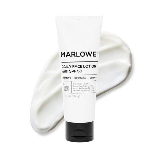 MARLOWE. No. 128 Men's Facial Lotion with Sunscreen SPF 50, 3.4 oz, Oil-Free, Lightweight Daily Face Moisturizer for Men, Includes Natural Extracts
