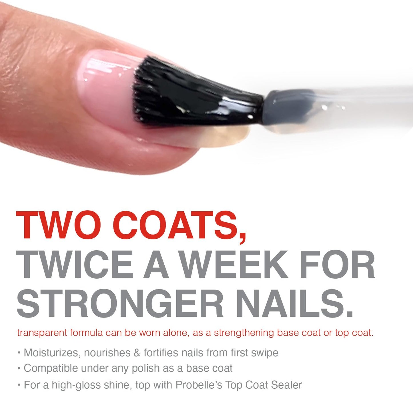 Probelle Nail Strengthener & Growth Treatment – Clear Polish Repairs, Conditions & Strengthens Thin, Damaged Nails, Prevents Splits & Chips