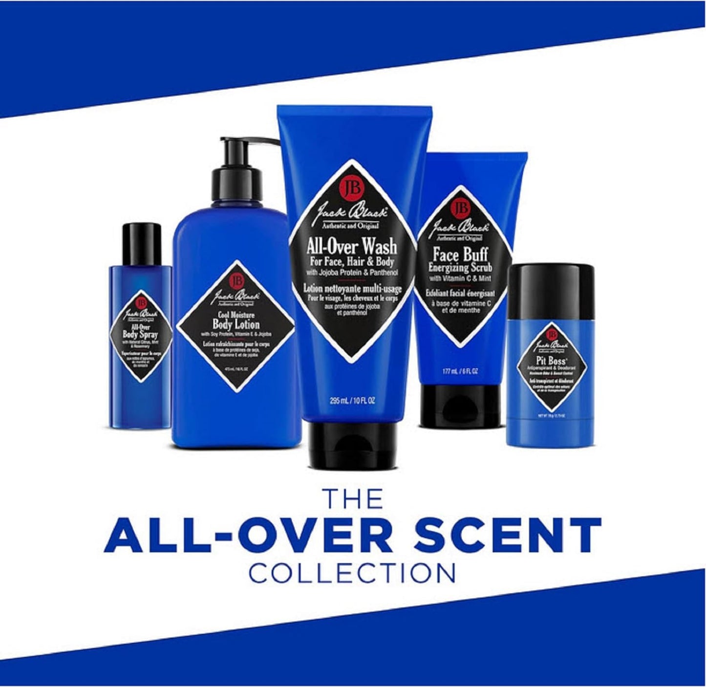 Jack Black All Over Wash Face, Body & Hair Cleanser, 10 Fl Oz - Citrus, Mint & Oakmoss - Mens Face Wash, Body Wash, Shampoo, Skin Care, Hair Care