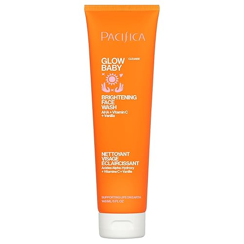 Pacifica Glow Baby Brightening Facial Cleanser 5oz - Vitamin C & Glycolic Acid (AHA) Face Wash for Radiance - Daily Cleanser for Anti-Aging