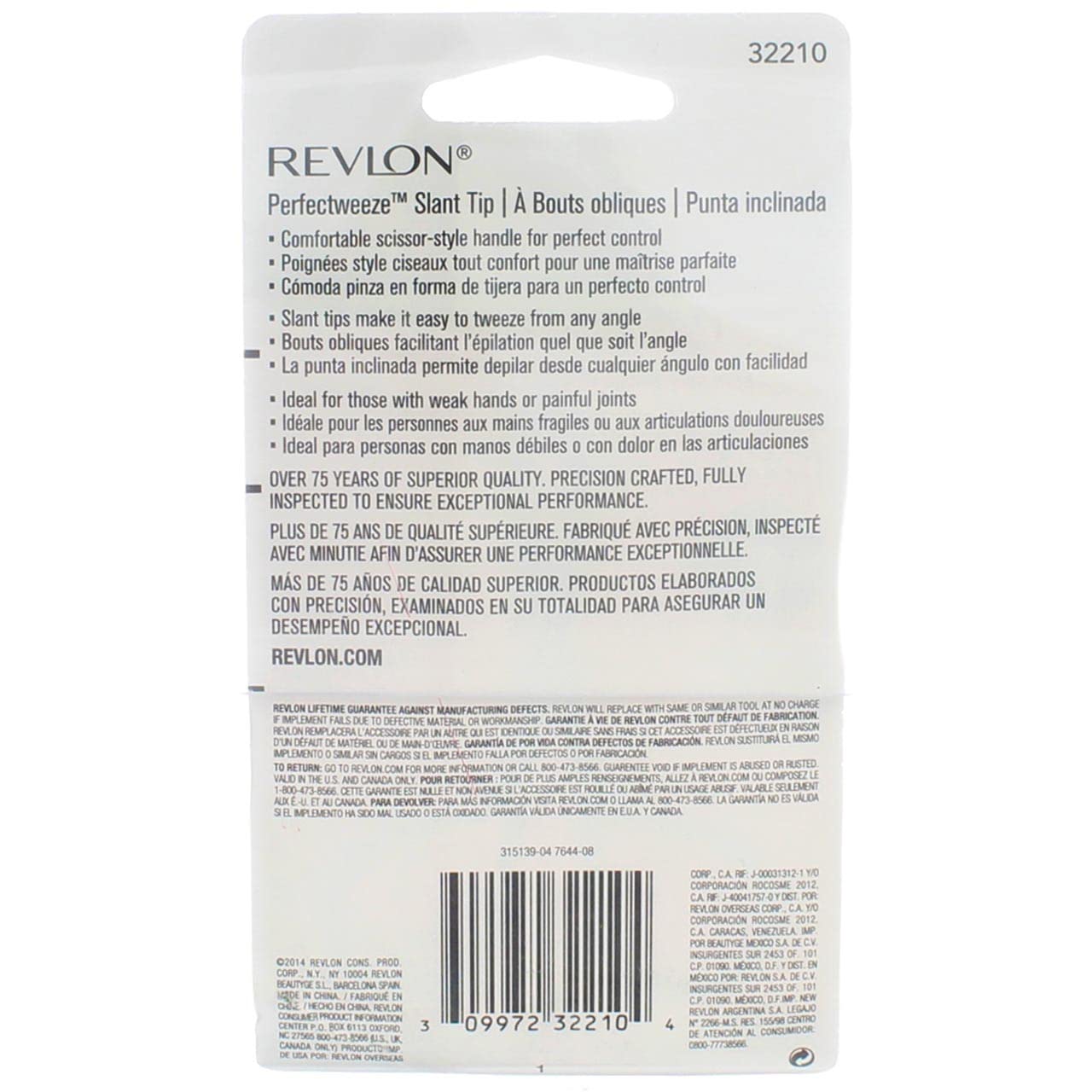 Revlon Perfectweeze Tweezer, Slant Tip, 1 ea (Pack of 4)