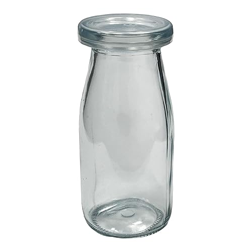 ICE N COLD 6.76 oz / 200ml Vintage Glass Bottle with Leakproof Clear Lid, Reusable & Eco-Friendly - Ideal for Milk, Juices, Smoothies, Infused Water
