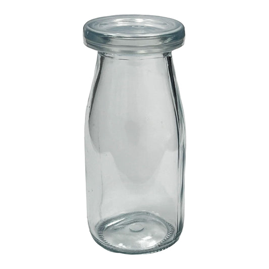 ICE N COLD 6.76 oz / 200ml Vintage Glass Bottle with Leakproof Clear Lid, Reusable & Eco-Friendly - Ideal for Milk, Juices, Smoothies, Infused Water