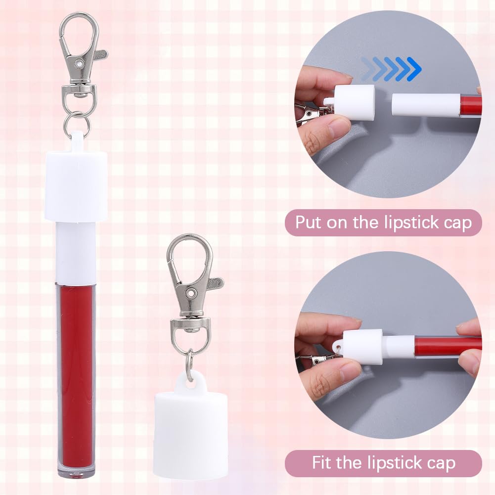 CRASPIRE 6 Colors Lip Balm Keychains Silicone Cap Lip Gloss Key Chain Portable Holder Durable Practical Accessory Replacement Secure Clip for Bags Beauty and Personal Care CRASPIRE