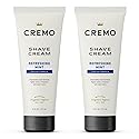 Cremo Barber Grade Cooling Shave Cream, Astonishingly Superior Ultra-Slick Shaving Cream Fights Nicks, Cuts And Razor Burn, 6 Fl Oz (2 Pack), WHITE