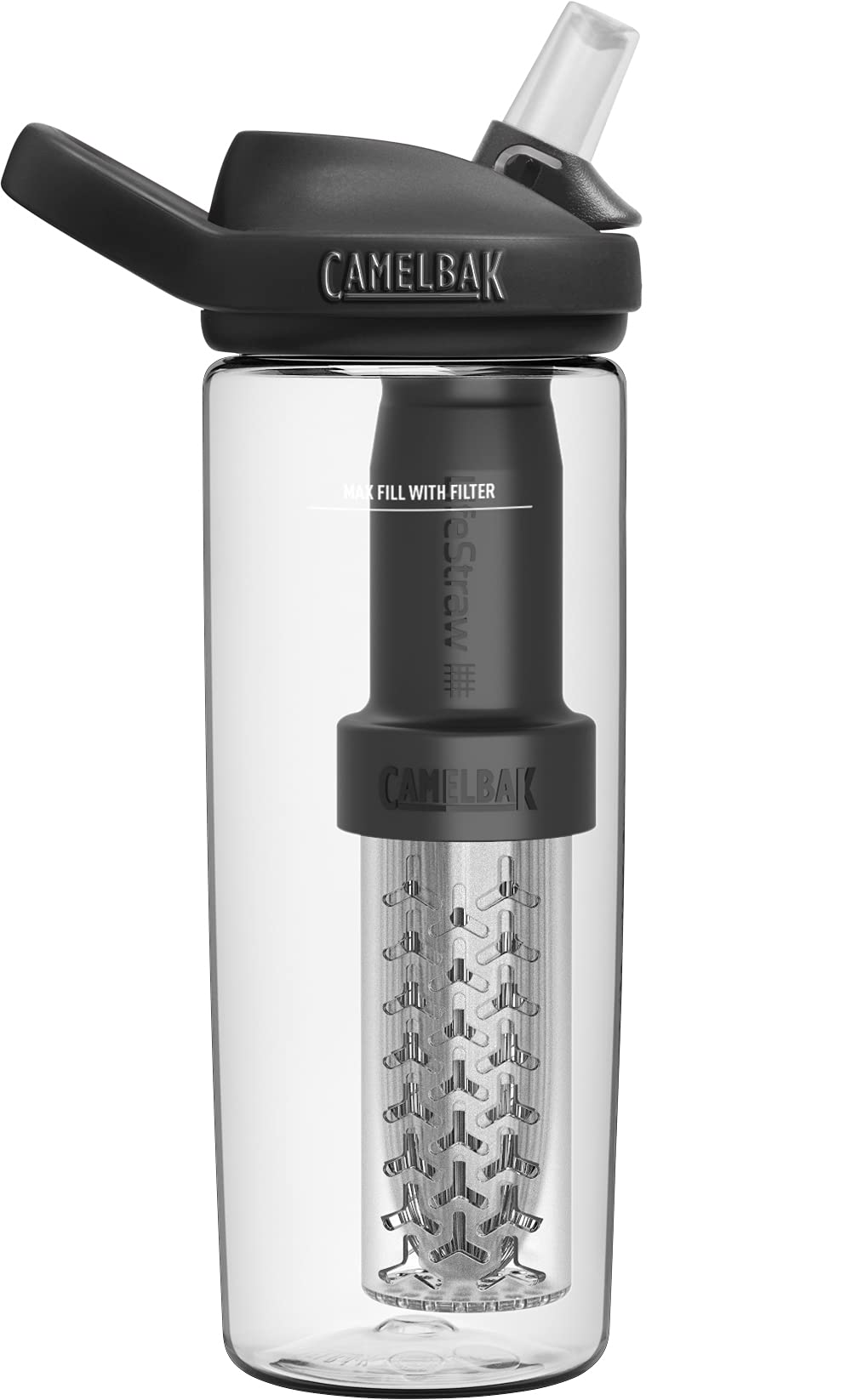 CamelBak Eddy+ Bite Valve Tritan Renew Water Bottle with Water Filter by LifeStraw Clear, 20oz