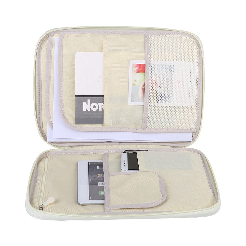 A4 Document Bag, A4 File Folder Portfolio Organizer Multi Functional Zippered Case Travel Pouch Handbag for Phones Notebooks Pens Documents (13.8 x
