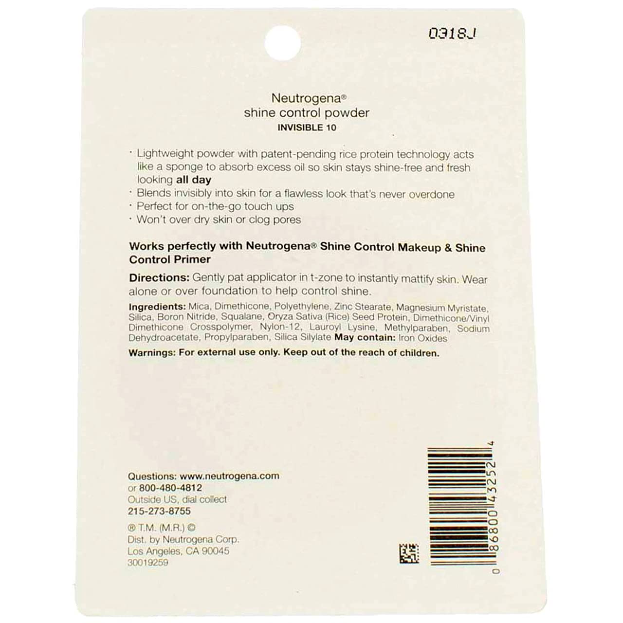 Neutrogena Shine Control Powder Invisible 10, 0.37 oz