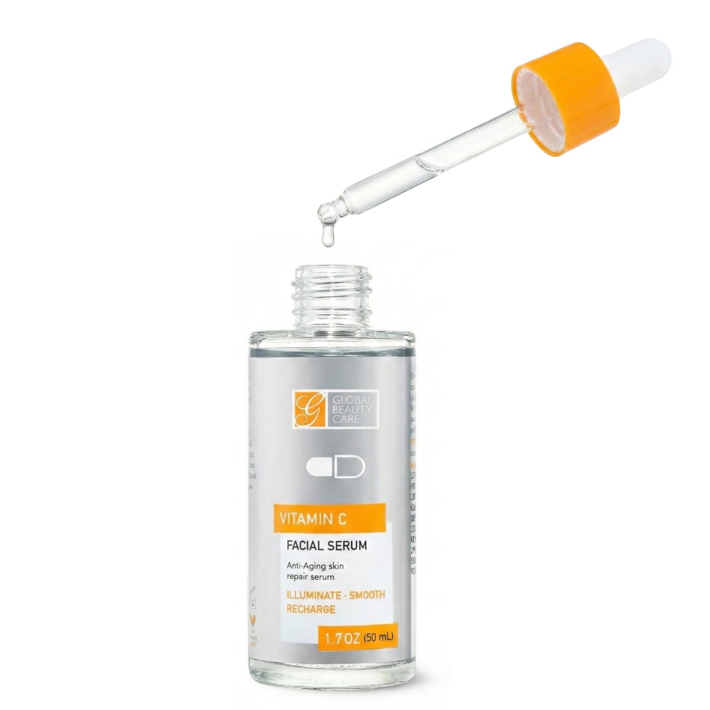 Global Beauty Care Vitamin C Facial Serum - Facial Treatment Serum with Hyaluronic Acid for Uneven Tone & Radiance Appearance Support, Fast Absorbing