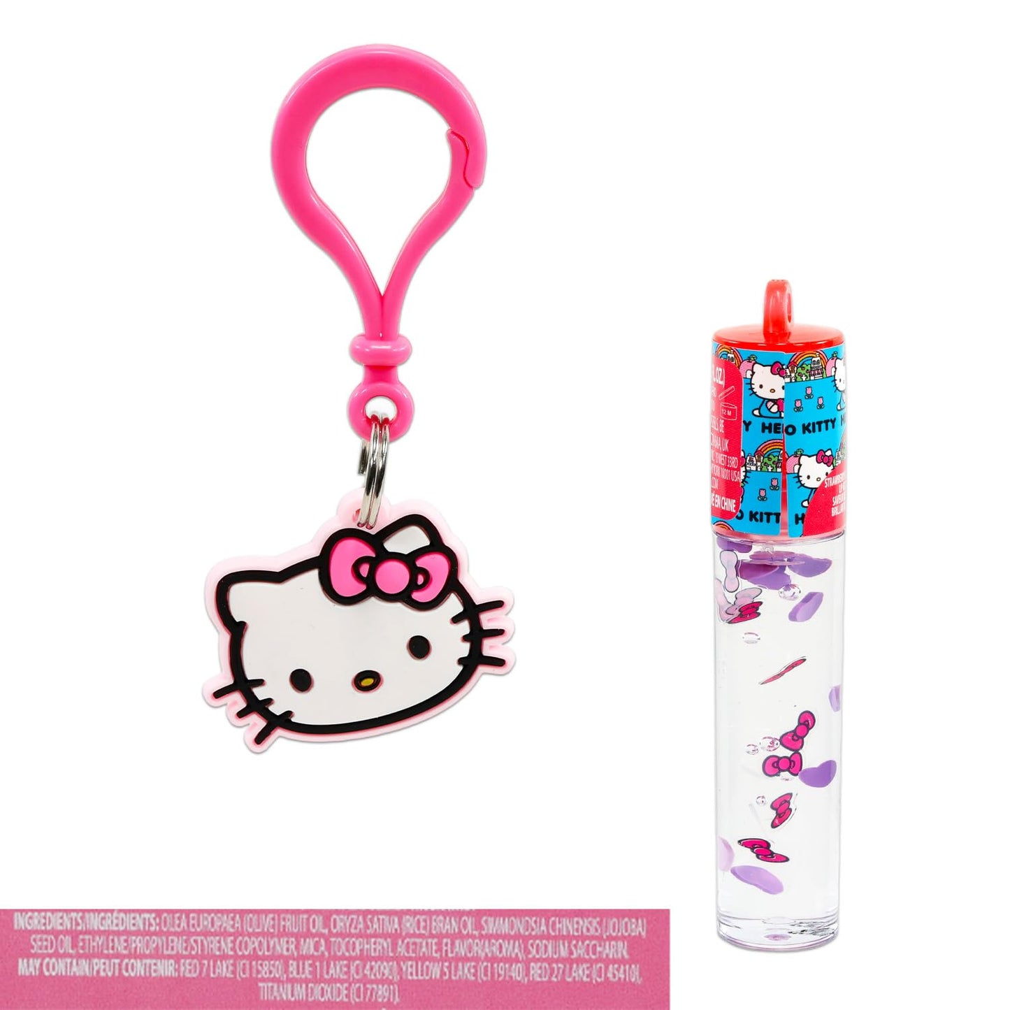 Hello Kitty Lip Gloss Tubes - Bundle with 2 Lip Gloss in Assorted Flavors for Party Favors Plus Bag Clip, Stickers, More | Hello Kitty Party Favors