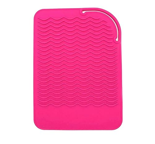 Heat Resistant Mat for Curling Iron, Flat Irons and Hair Straightener Hair Styling Tools 9" x 6.5", Food Grade Silicone, Pink