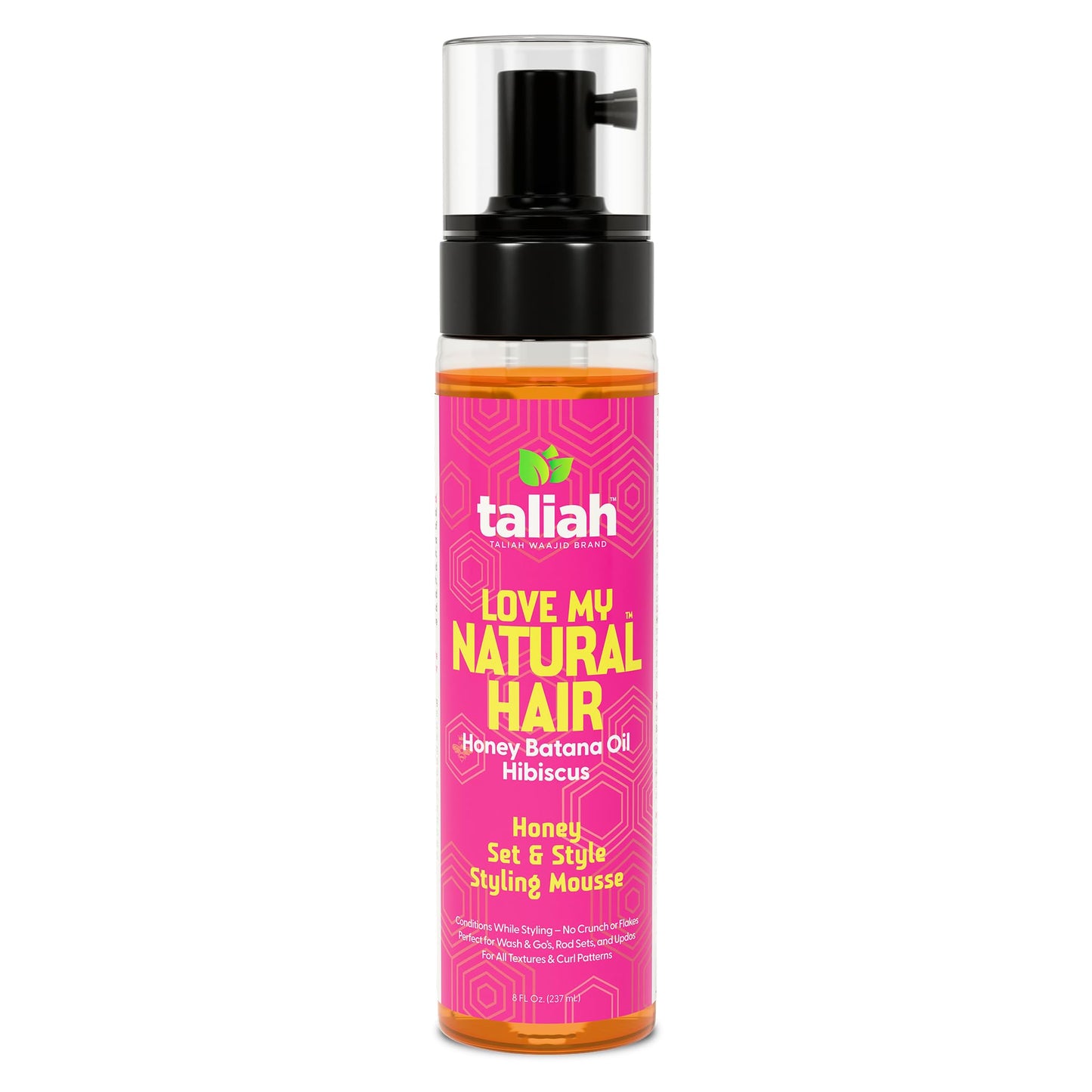 Taliah Waajid Love My Natural Hair Honey Set & Style Styling Mousse 8oz - Lightweight Foaming Mousse with Honey & Batana Oil - Curl Defining, Frizz