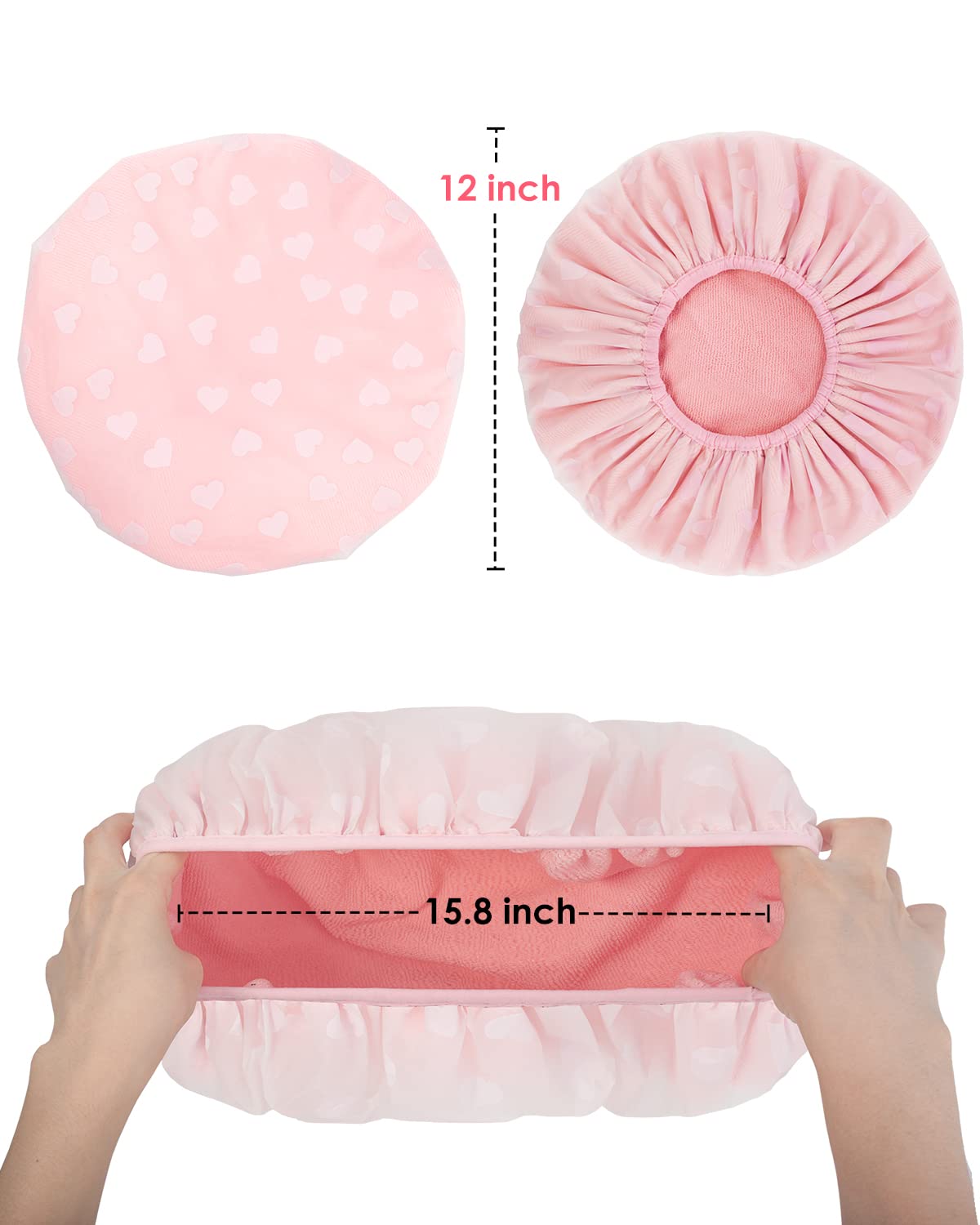 Auban Shower Cap, Shower Cap for Women Terry Cloth Lined EVA Exterior Reusable Double Layer Waterproof, Large Bath Hair Cap, Hotel Travel Essentials