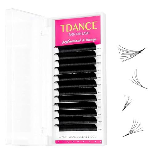 TDANCE Easy Fan Lash Extension Rapid Blooming Volume Eyelash Extensions C CC D DD J B L Curl 0.03-0.12mm Thickness Easy Fan Volume Lashes Self Fanning