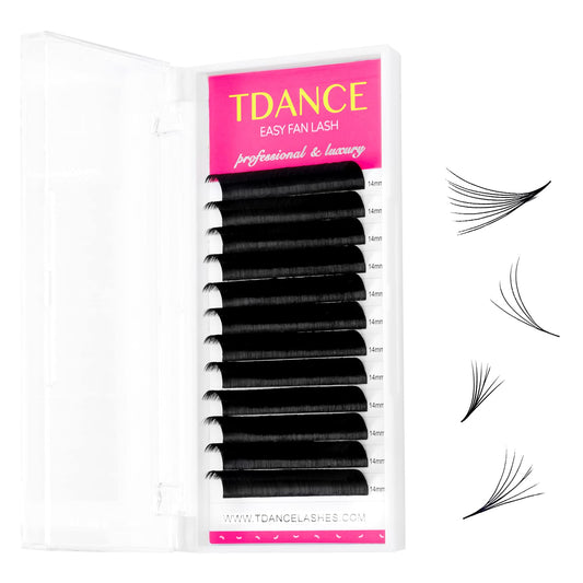TDANCE Easy Fan Lash Extension Rapid Blooming Volume Eyelash Extensions C CC D DD J B L Curl 0.03-0.12mm Thickness Easy Fan Volume Lashes Self Fanning