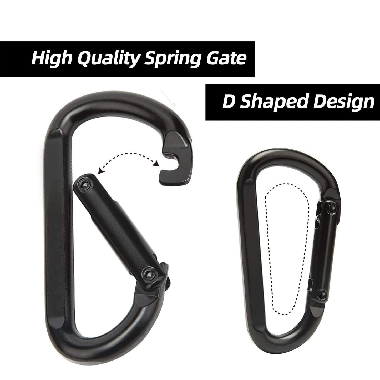 EZYA Heavy Duty Carabiner Clips 860lbs - 3" Iron D-Ring Keychain Hooks for Keys, Gym, Camping, Hiking, Backpacks, Hammocks, Outdoor Gear Accessories