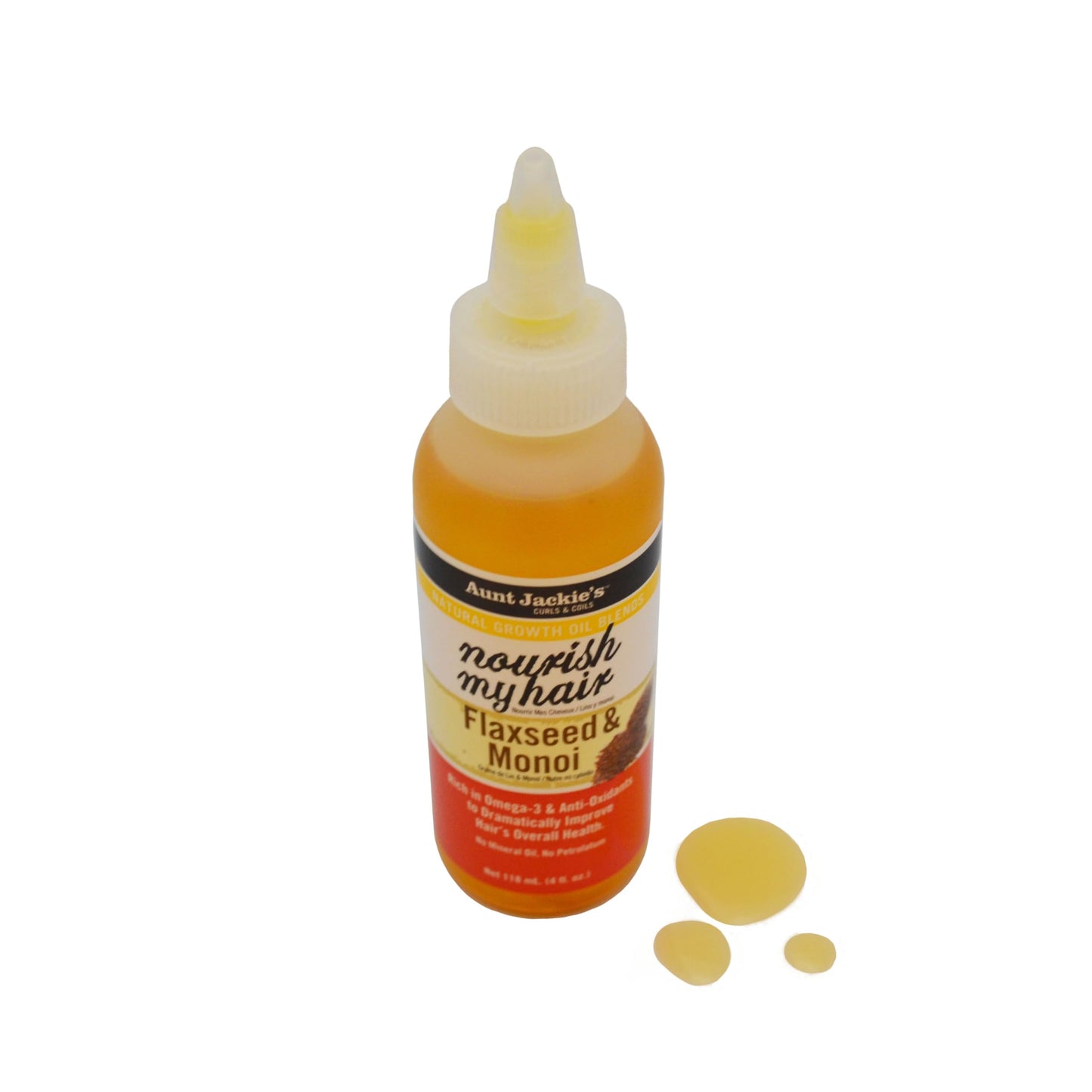 Aunt Jackie's Natural Growth Oil Blends Nourish My Hair - Flaxseed and Monoi, Improve Hair's Overall Health, Rich in Omega-3 and Anti-Oxidants, 4 oz
