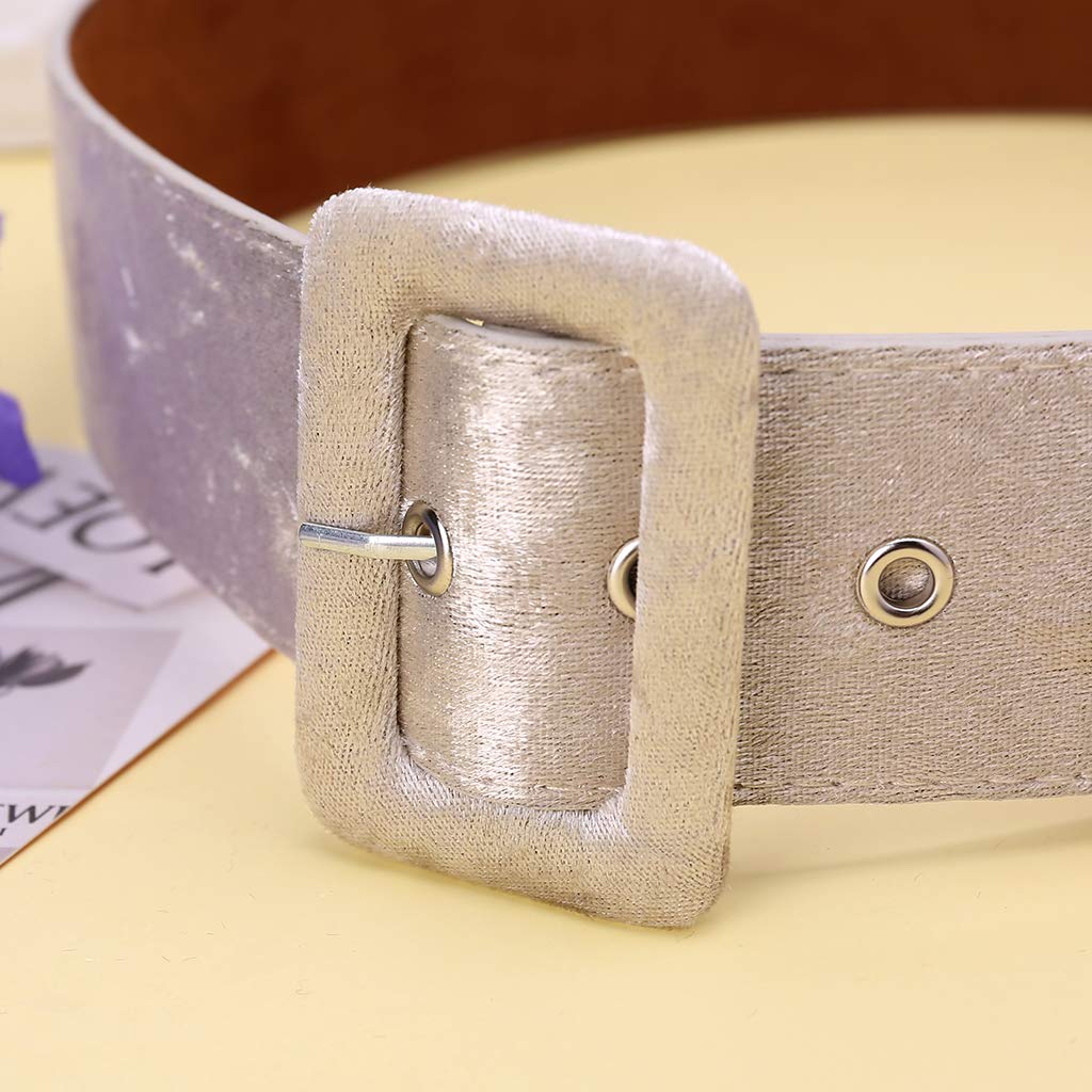 puhoon Female Dress Belts Decorate, Fabric Wide Waistband Velvet Belt (Black)