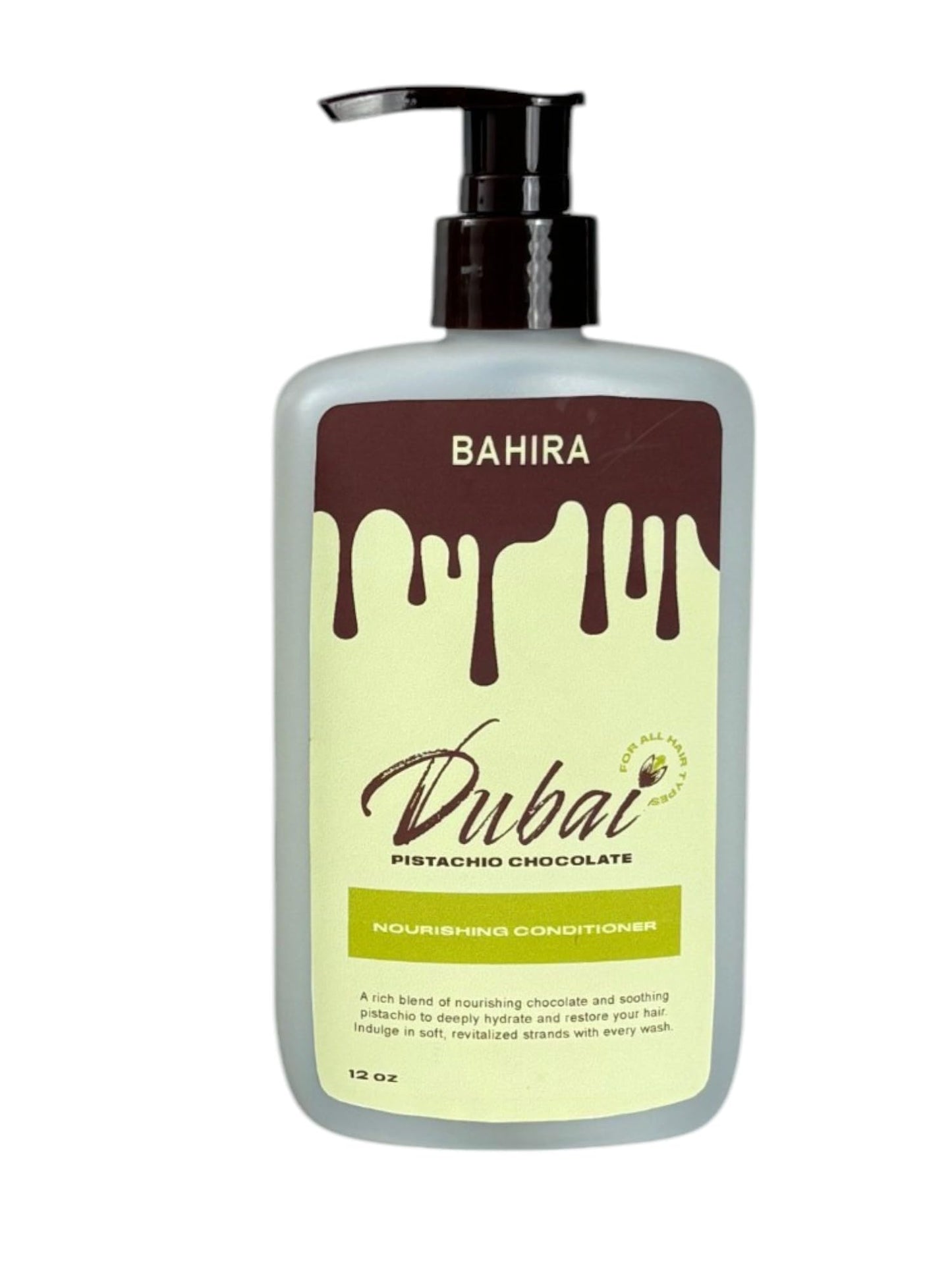 BAHIRA Dubai Chocolate & Pistachio 8oz Shampoo & Conditioner Bundle, Nourishing, Hydrating & Moisturizing, Infused with Pistachio Oil and Cocoa