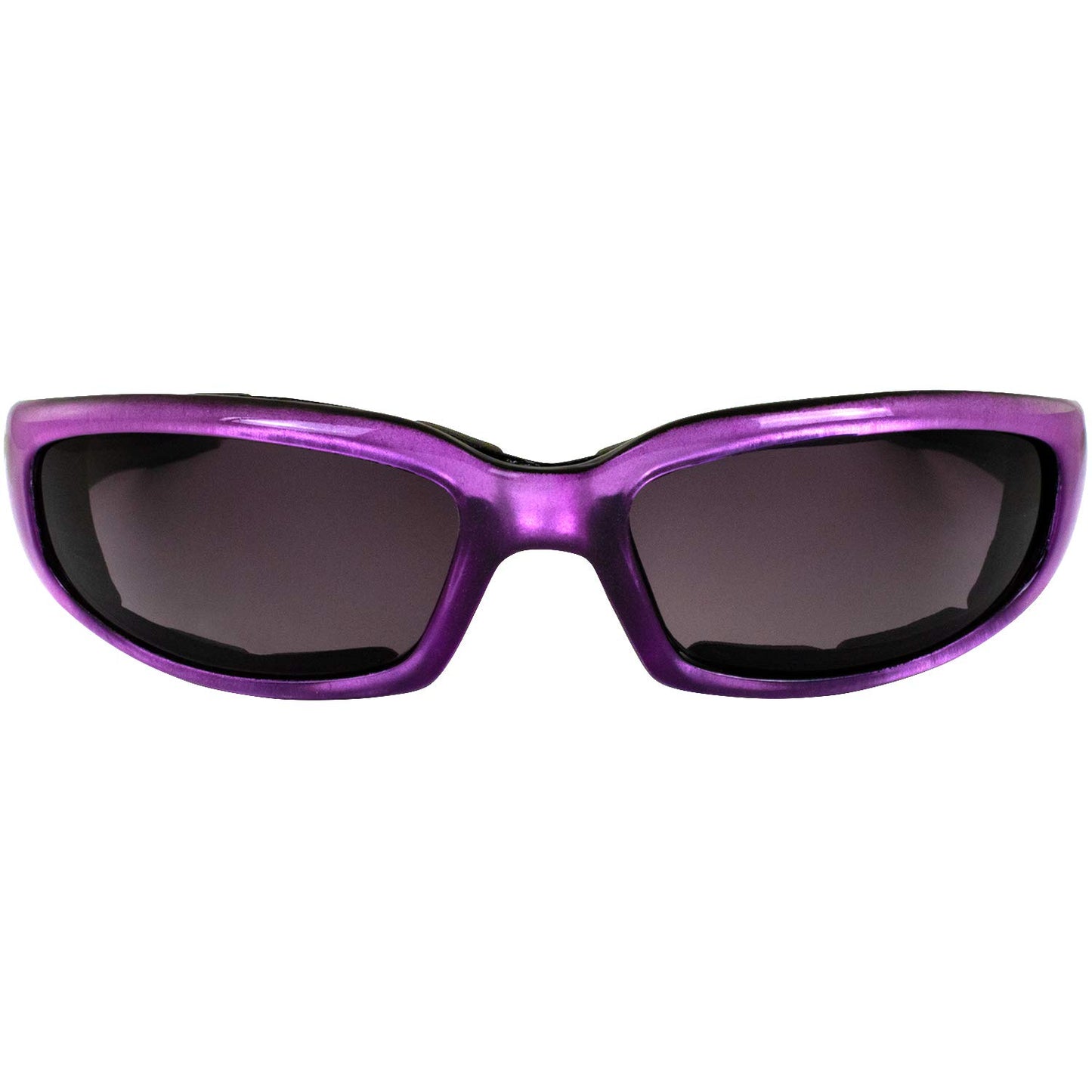 Birdz Eyewear Chill Women's Padded Motorcycle Sunglasses Purple Frames with Super Dark Lenses